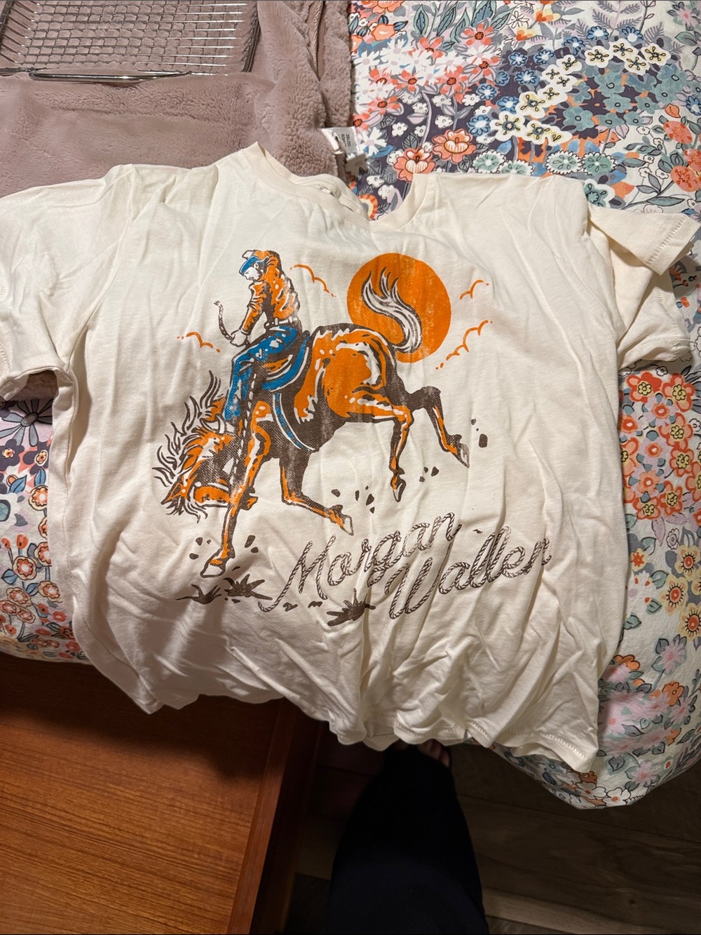 Mother Walker Cream Graphic Kids T-Shirt - Cowboy Horse Design